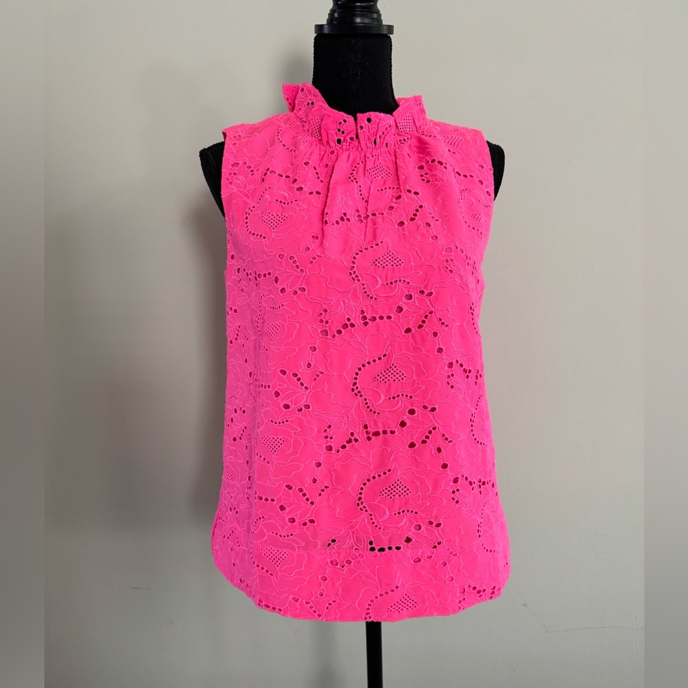 NWT Lilly Pulitzer Dahliana Eyelet Top Roxie Pink Sz S